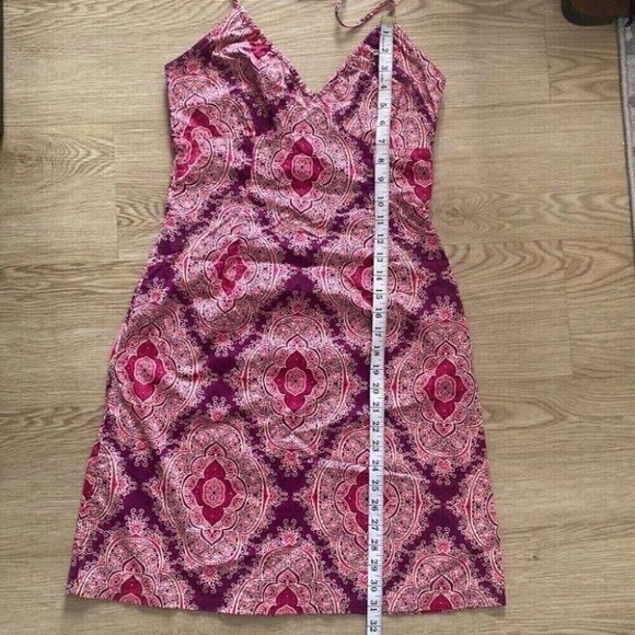 H&M Halter Dress Size 8 Pink Paisley Print Y2K Boho Beach Resort - Picture 13 of 14